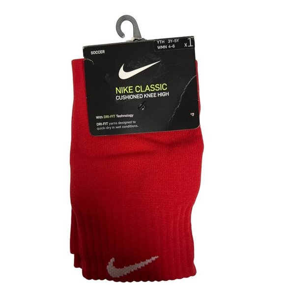 NEW! Nike Classic Cushioned Knee High Soccer Socks Red Youth 3 - 5 Years - Picture 1 of 3